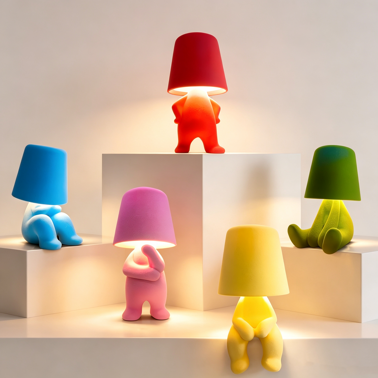Creative Thinker Table Lamp, Electroplated Little Gold Man Night Light, Art Decor Bedside Mood Lamp for Home Office