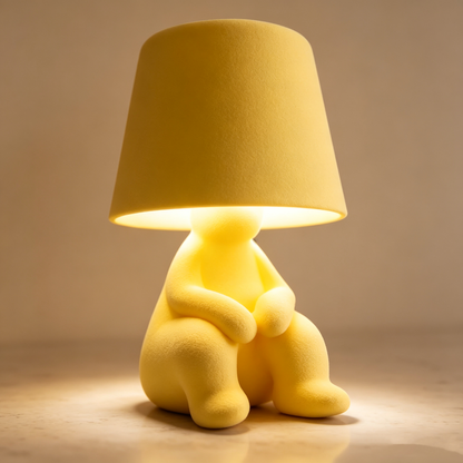 Creative Thinker Table Lamp, Electroplated Little Gold Man Night Light, Art Decor Bedside Mood Lamp for Home Office