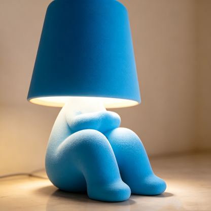 Creative Thinker Table Lamp, Electroplated Little Gold Man Night Light, Art Decor Bedside Mood Lamp for Home Office