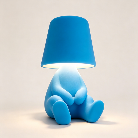 Creative Thinker Table Lamp, Electroplated Little Gold Man Night Light, Art Decor Bedside Mood Lamp for Home Office