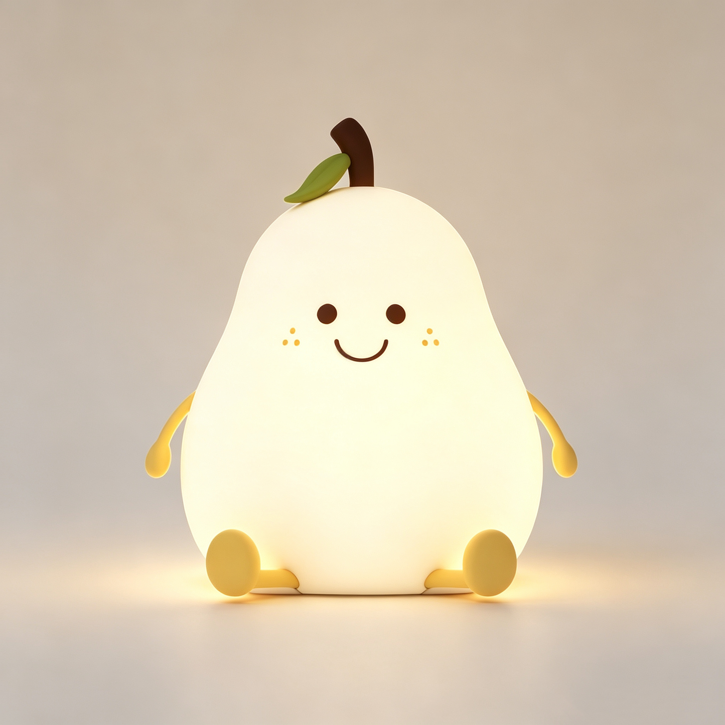 Cute Pear Silicone Night Light, USB Rechargeable Tap Control Bedside Lamp, Color Changing LED Nursery Lamp with Timer
