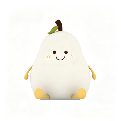 Cute Pear Silicone Night Light, USB Rechargeable Tap Control Bedside Lamp, Color Changing LED Nursery Lamp with Timer