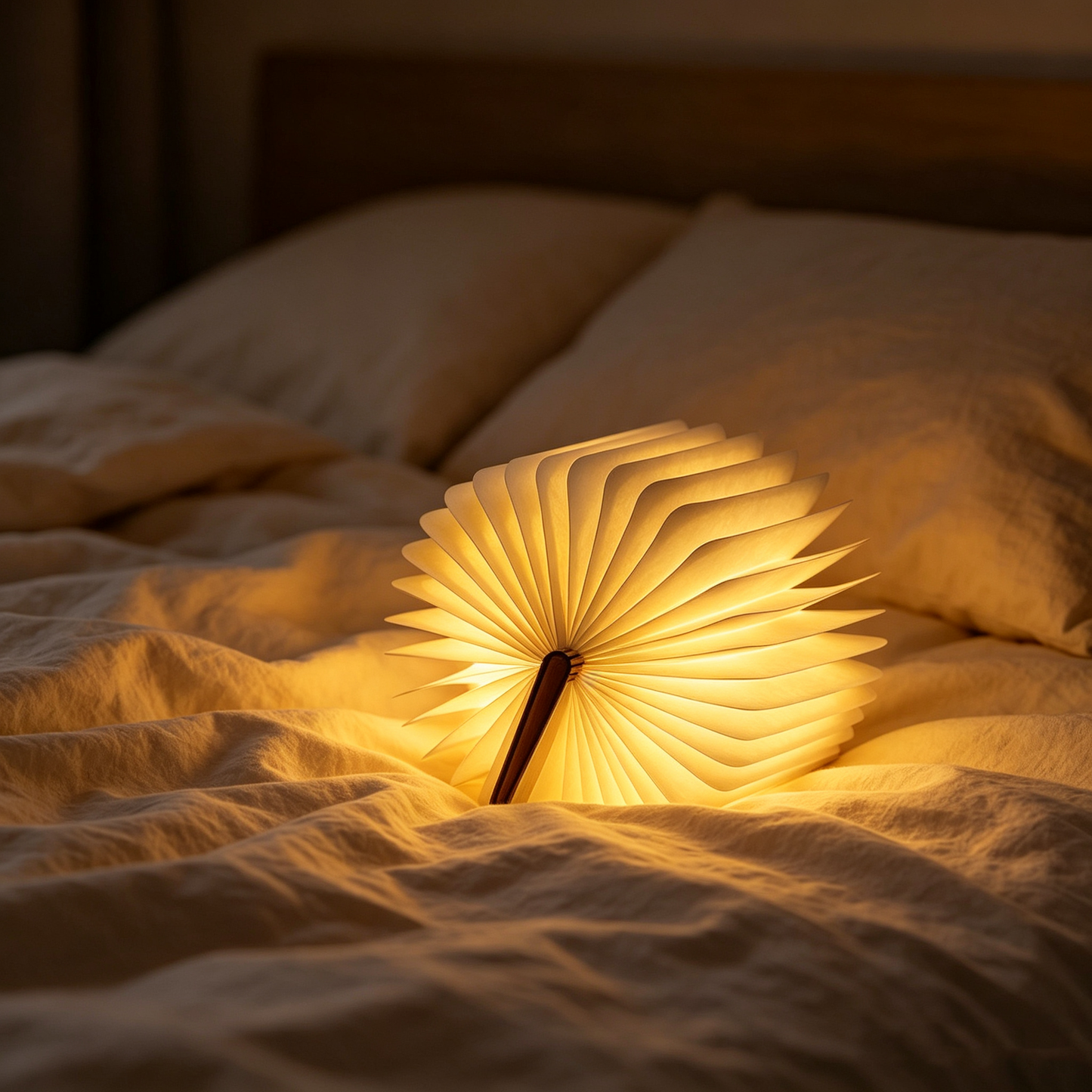 Creative Wooden Folding Book Light, Magnetic LED Desk Nightlight, Aesthetic 360° Flip Book Lamp for Home Decor Birthday Gift