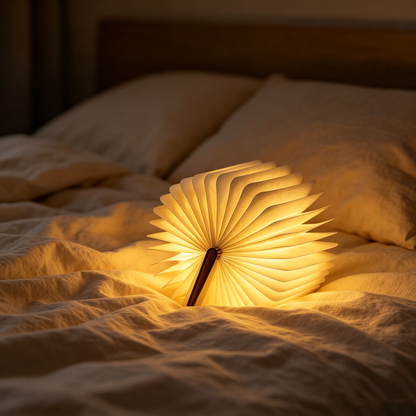Creative Wooden Folding Book Light, Magnetic LED Desk Nightlight, Aesthetic 360° Flip Book Lamp for Home Decor Birthday Gift