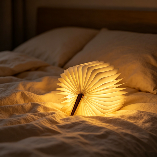 Creative Wooden Folding Book Light, Magnetic LED Desk Nightlight, Aesthetic 360° Flip Book Lamp for Home Decor Birthday Gift