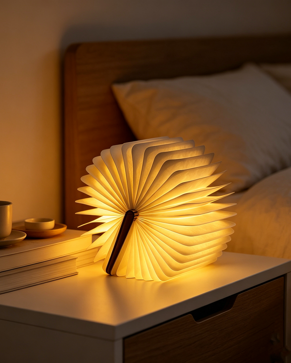 Creative Wooden Folding Book Light, Magnetic LED Desk Nightlight, Aesthetic 360° Flip Book Lamp for Home Decor Birthday Gift