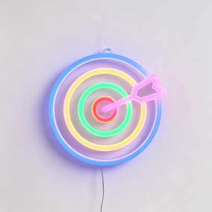Colorful Dartboard Neon Sign Table Lamp, Rainbow Concentric Circles LED Desk Light, Aesthetic Game Room Decor Accent Lamp