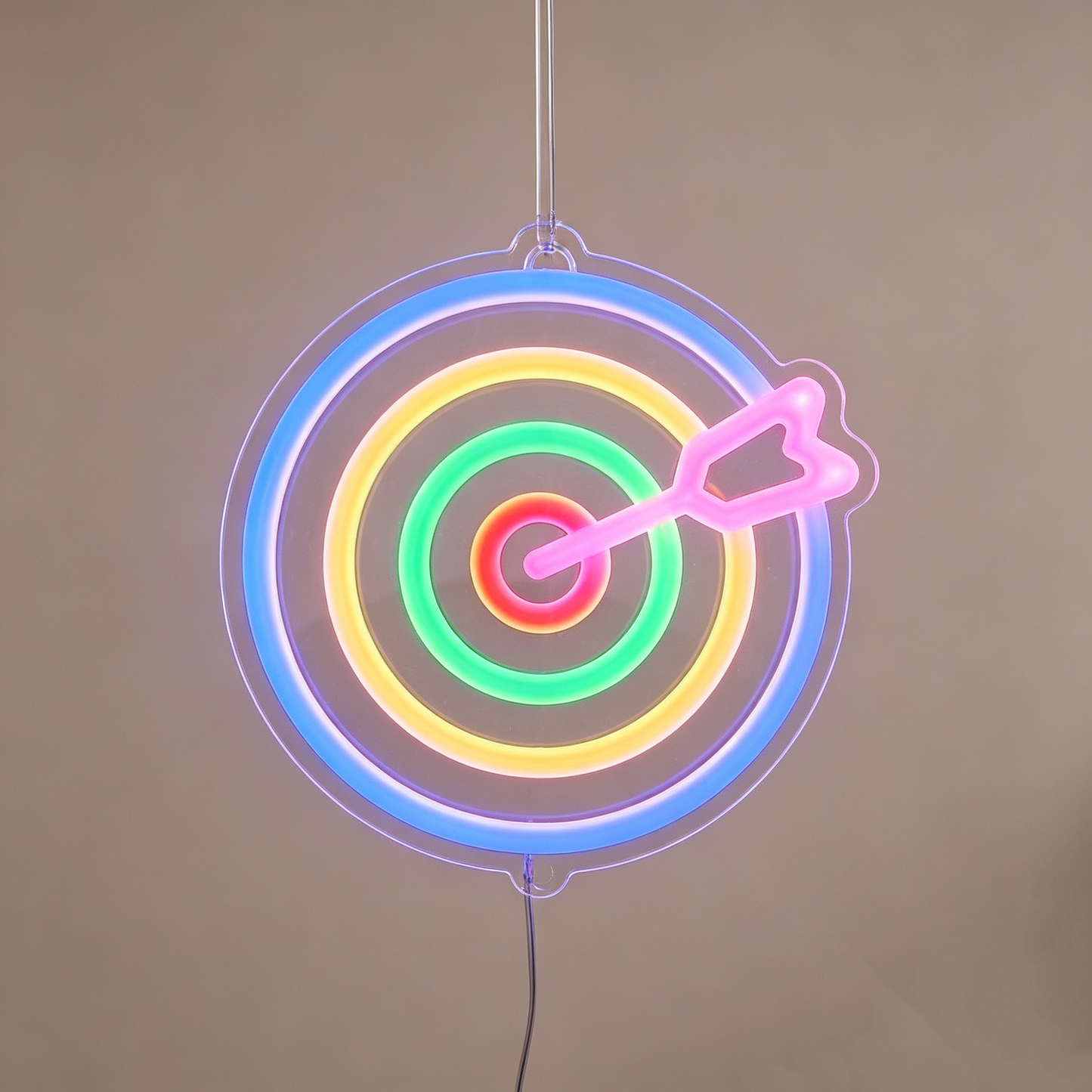 Colorful Dartboard Neon Sign Table Lamp, Rainbow Concentric Circles LED Desk Light, Aesthetic Game Room Decor Accent Lamp