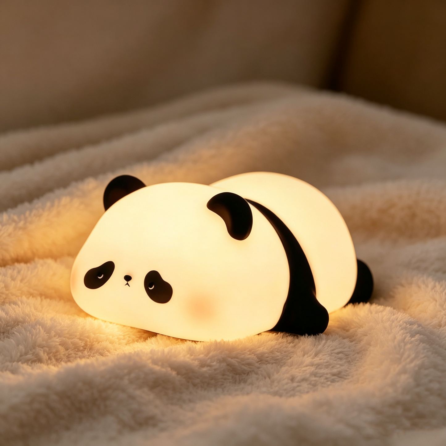 Cute Panda Silicone Night Light, Squishy Tap Control Bedside Lamp, Stress-Relief Nursery Sleeping Light for Kids Girls Gift