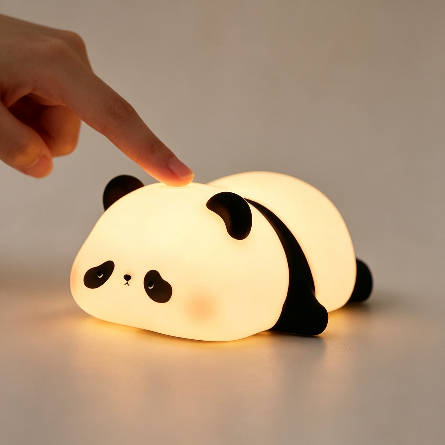 Cute Panda Silicone Night Light, Squishy Tap Control Bedside Lamp, Stress-Relief Nursery Sleeping Light for Kids Girls Gift