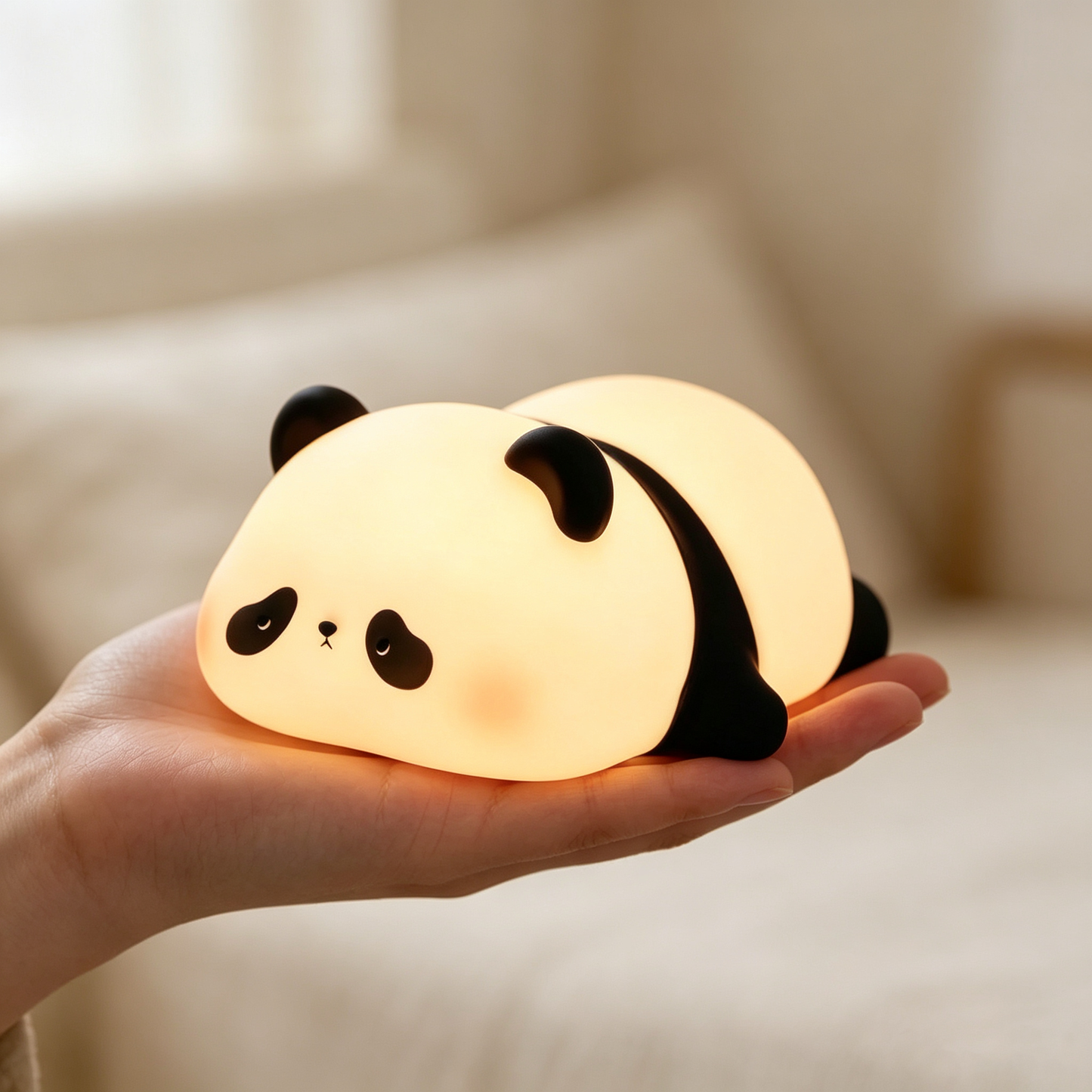 Cute Panda Silicone Night Light, Squishy Tap Control Bedside Lamp, Stress-Relief Nursery Sleeping Light for Kids Girls Gift
