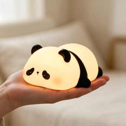 Cute Panda Silicone Night Light, Squishy Tap Control Bedside Lamp, Stress-Relief Nursery Sleeping Light for Kids Girls Gift