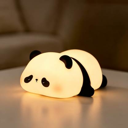 Cute Panda Silicone Night Light, Squishy Tap Control Bedside Lamp, Stress-Relief Nursery Sleeping Light for Kids Girls Gift