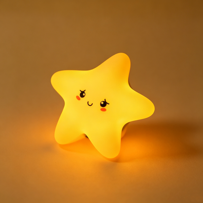 Cute Star Plug-in LED Night Light, Dusk to Dawn Sensor Wall Light, Soft Warm Bedside Lamp for Nursery Kids Bedroom