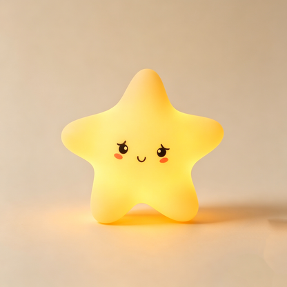 Cute Star Plug-in LED Night Light, Dusk to Dawn Sensor Wall Light, Soft Warm Bedside Lamp for Nursery Kids Bedroom